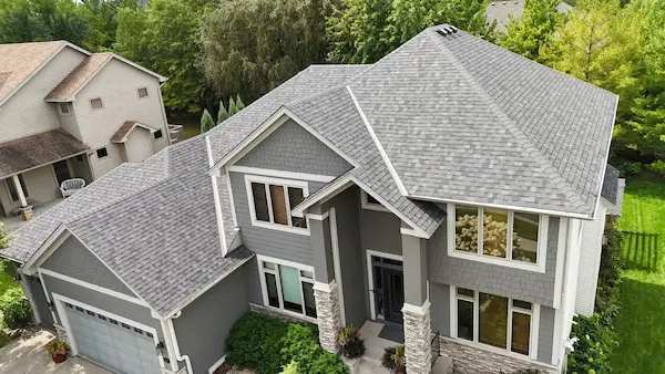 Completed Owens Corning Williamsburg Gray shingle roof replacement on a Maple Grove, MN home