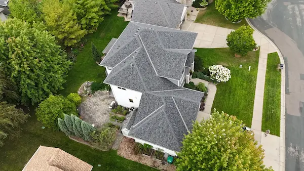 Completed Owens Corning Williamsburg Gray shingle roof replacement on a Maple Grove, MN home